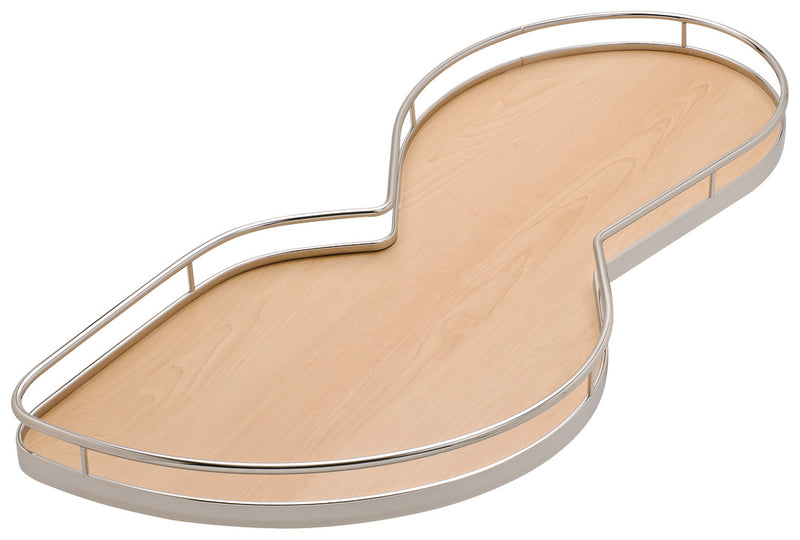 Kesseböhmer LeMans II Set 541.32.150 for Blind Corner Cabinets with Soft Closing and Self Closing Mechanisms, with Non-slip Effect, Swings Right, Chrome/Maple, 2 x 50 Shape Trays - 541.32.150