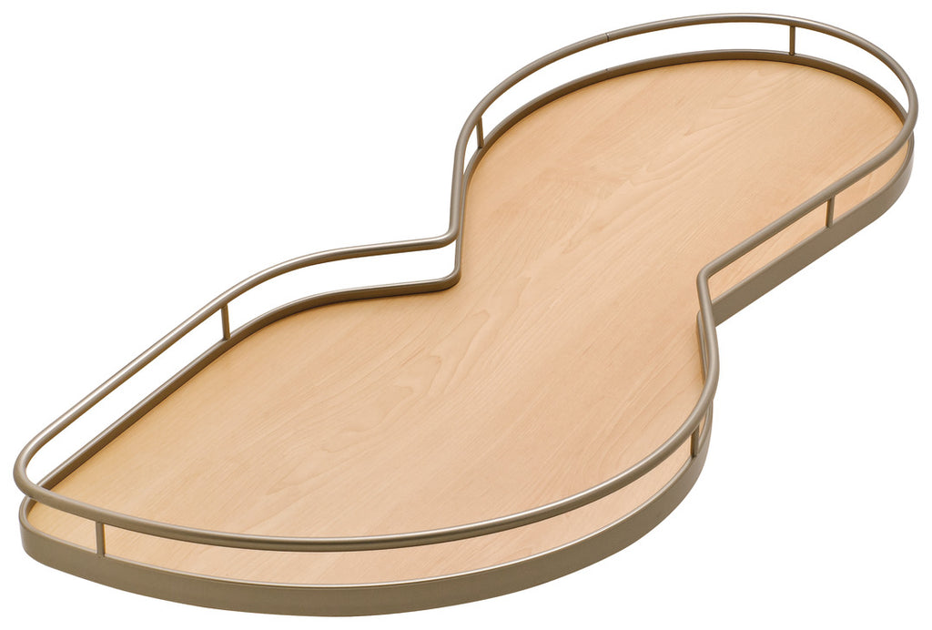 Kesseböhmer LeMans II Set 541.32.445, for Blind Corner Cabinets with Soft Closing and Self Closing Mechanisms, with Non-Slip Effect, Swings Right, Champagne/Maple, 2 x 45 Shape Trays