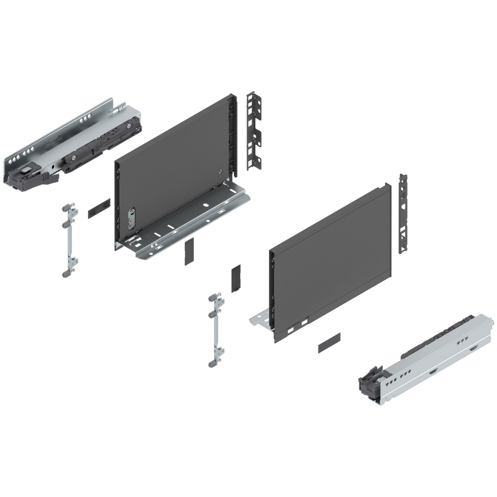 Blum LEGRABOX C Height (7") V1 Packaging Set - 11" (270mm) - 125lb - Orion Gray (OG-M) - 770C27S0S