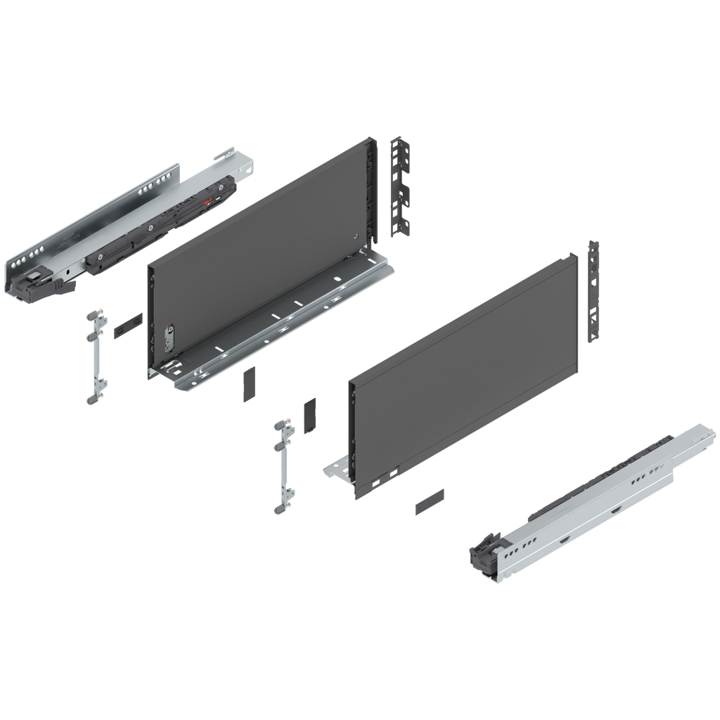 Blum LEGRABOX C Height (7") V1 Packaging Set - 16" (400mm) - 125lb - Orion Gray (OG-M) - 770C40S0S