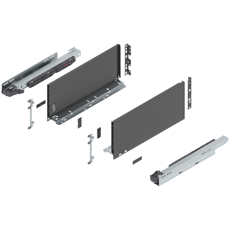 Blum LEGRABOX C Height (7") V1 Packaging Set - 16" (400mm) - 125lb - Orion Gray (OG-M) - 770C40S0S
