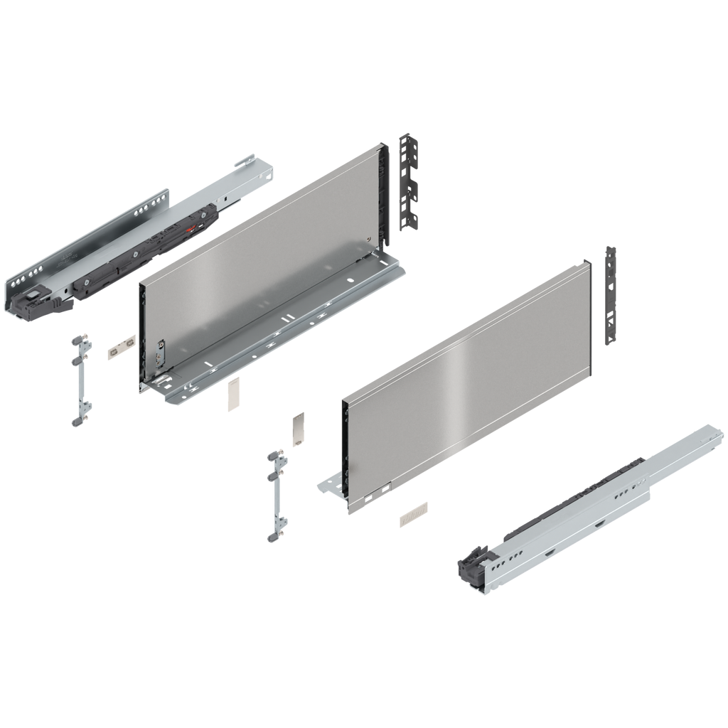 Blum LEGRABOX C Height (7") V1 Packaging Set - 18" (450mm) - 125lb - Stainless Steel (INGL) - 770C45S0I