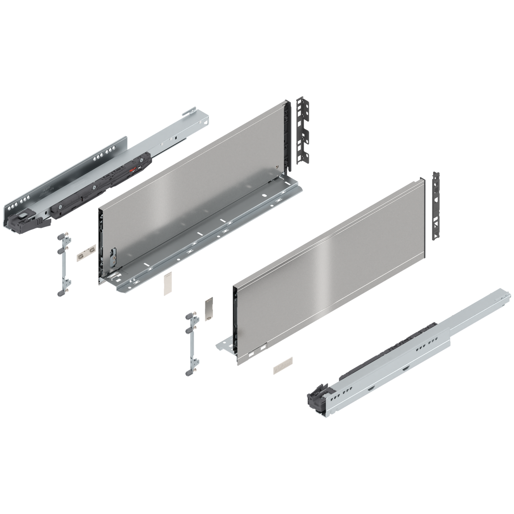 Blum LEGRABOX C Height (7") V1 Packaging Set - 20" (500mm) - 125lb - Stainless Steel (INGL) - 770C50S0I