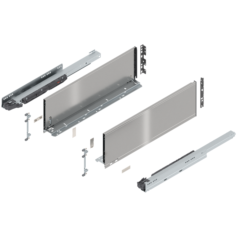 Blum LEGRABOX C Height (7") V1 Packaging Set - 22" (550mm) - 125lb - Stainless Steel (INGL) - 770C55S0I