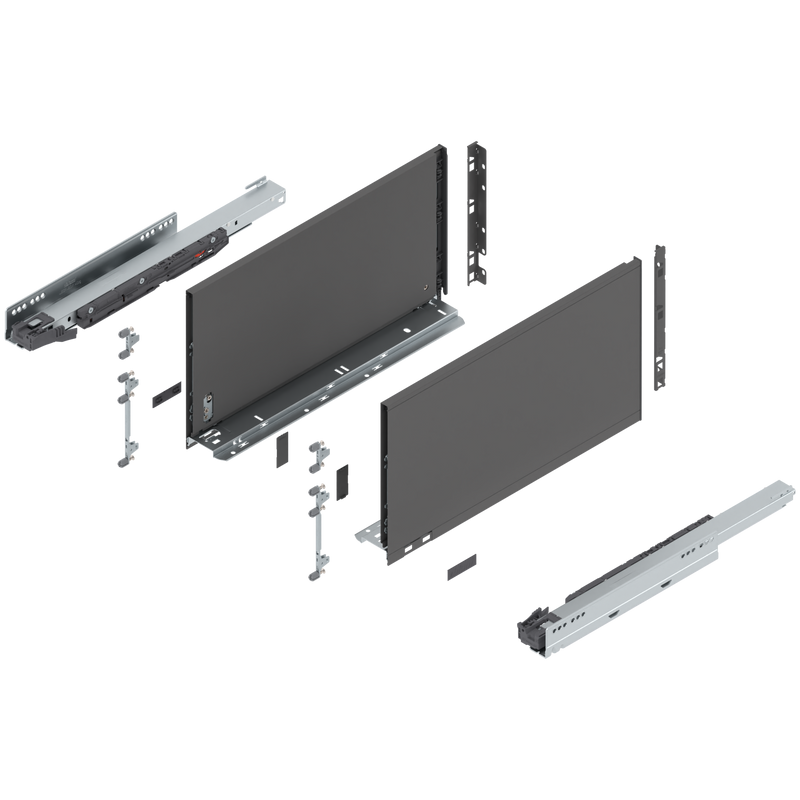 Blum LEGRABOX F Height (9-1/2") V1 Packaging Set - 18" (450mm) - 125lb - Orion Gray (OG-M) - 770F45S0S
