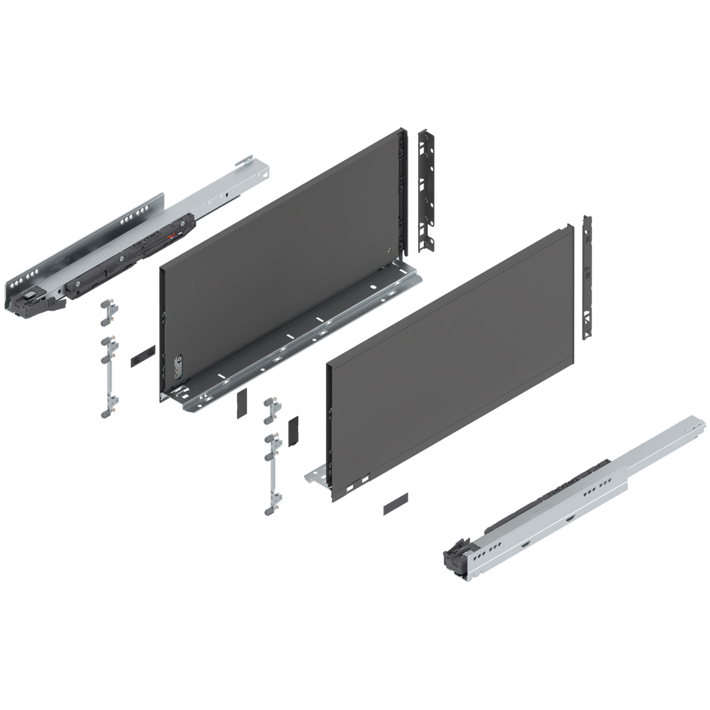 Blum LEGRABOX F Height (9-1/2") V1 Packaging Set - 20" (500mm) - 125lb - Orion Gray (OG-M) - 770F50S0S