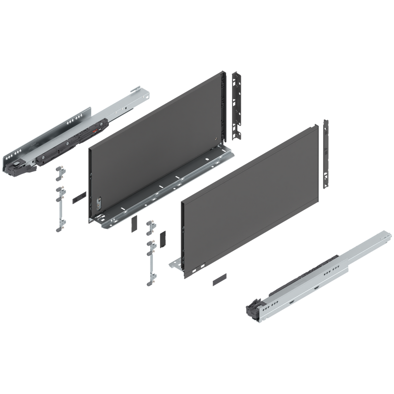Blum LEGRABOX F Height (9-1/2") V1 Packaging Set - 20" (500mm) - 125lb - Orion Gray (OG-M) - 770F50S0S