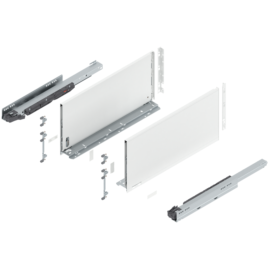 Blum LEGRABOX F Height (9-1/2") V1 Packaging Set - 20" (500mm) - 125lb - Silk White (SW-M) - 770F50S0S