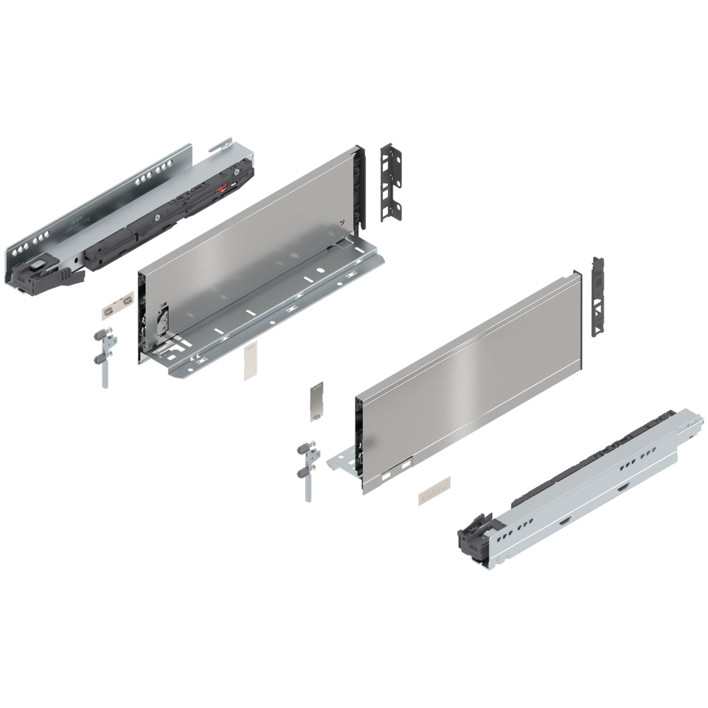 Blum LEGRABOX K Height (5-1/16") V1 Packaging Set - 14" (350mm) - 125lb - Stainless Steel (INGL) - 770K35S0I