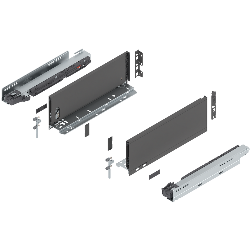 Blum LEGRABOX K Height (5-1/16") V1 Packaging Set - 14" (350mm) - 125lb - Orion Gray (OG-M) - 770K35S0S