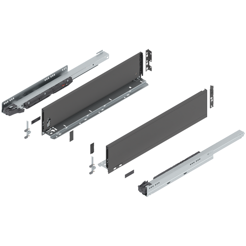 Blum LEGRABOX K Height (5-1/16") V1 Packaging Set - 22" (550mm) - 125lb - Orion Gray (OG-M) - 770K55S0S