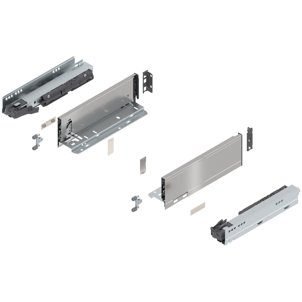 Blum LEGRABOX M Height (3-9/16") V1 Packaging Set - 11" (270mm) - 125lb - Stainless Steel (INGL) - 770M27S0I