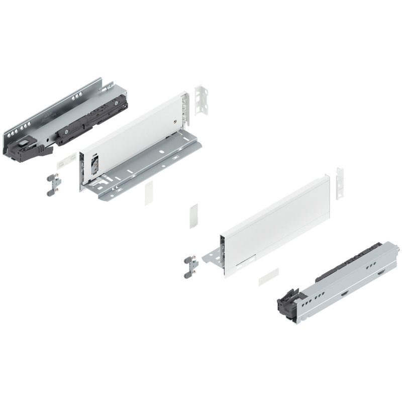 Blum LEGRABOX M Height (3-9/16") V1 Packaging Set - 11" (270mm) - 125lb - Silk White (SW-M) - 770M27S0S