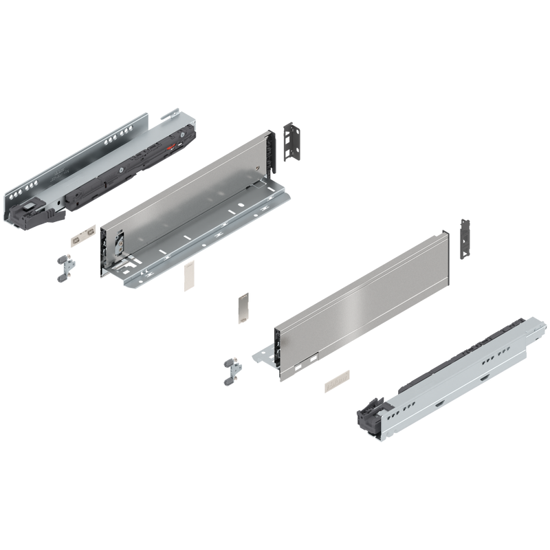 Blum LEGRABOX M Height (3-9/16") V1 Packaging Set - 14" (350mm) - 125lb - Stainless Steel (INGL) - 770M35S0I