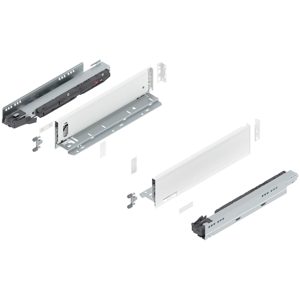 Blum LEGRABOX M Height (3-9/16") V1 Packaging Set - 14" (350mm) - 125lb - Silk White (SW-M) - 770M35S0S