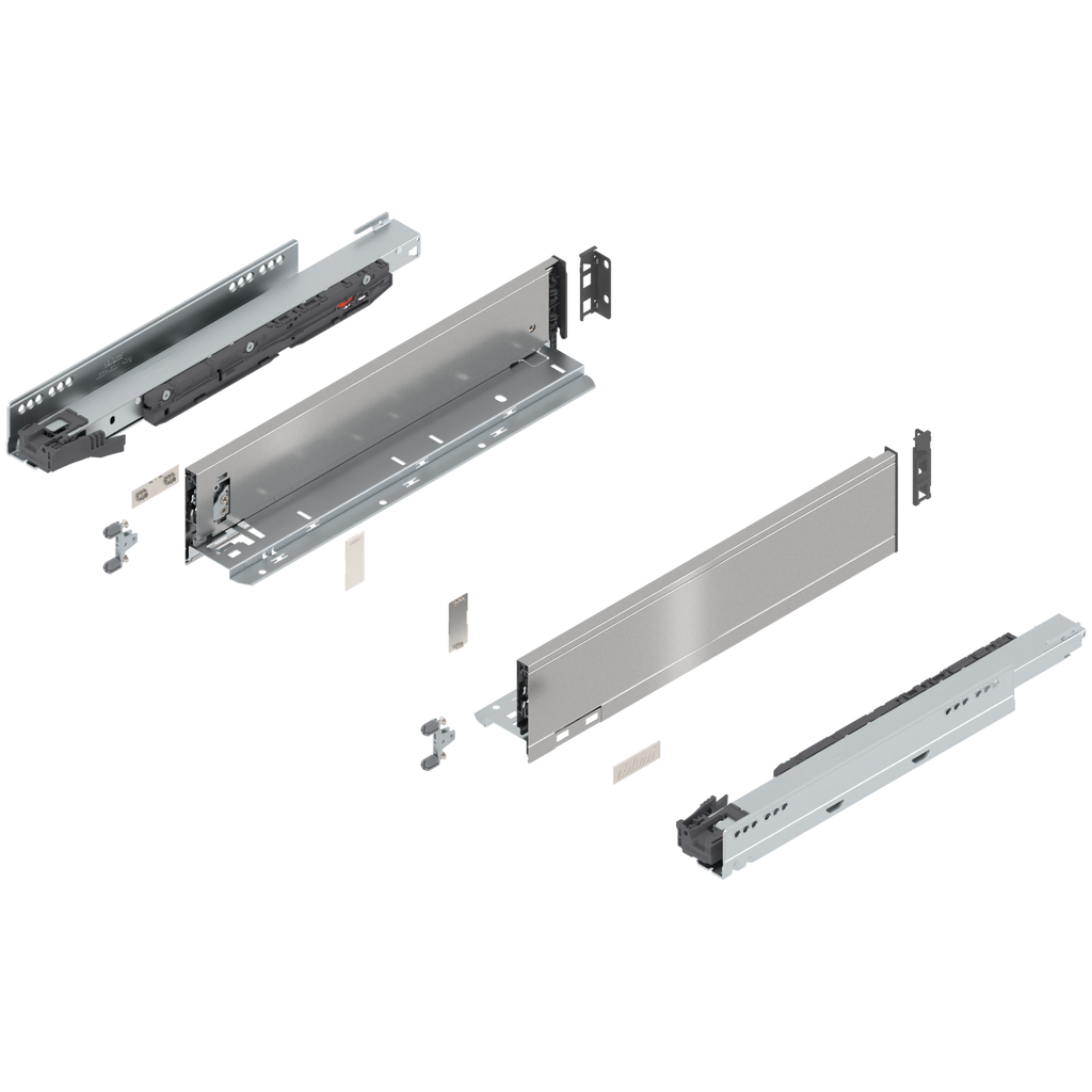 Blum LEGRABOX M Height (3-9/16") V1 Packaging Set - 16" (400mm) - 125lb - Stainless Steel (INGL) - 770M40S0I