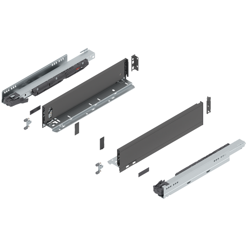 Blum LEGRABOX M Height (3-9/16") V1 Packaging Set - 16" (400mm) - 125lb - Orion Gray (OG-M) - 770M40S0S