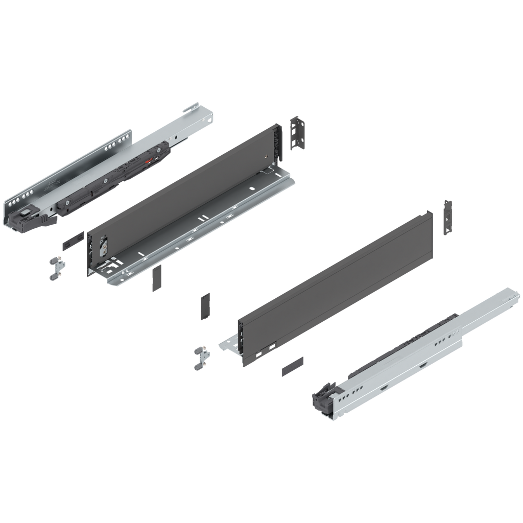 Blum LEGRABOX M Height (3-9/16") V1 Packaging Set - 18" (450mm) - 125lb - Orion Gray (OG-M) - 770M45S0S