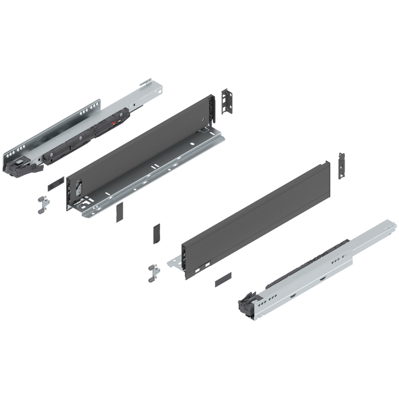 Blum LEGRABOX M Height (3-9/16") V1 Packaging Set - 18" (450mm) - 125lb - Orion Gray (OG-M) - 770M45S0S