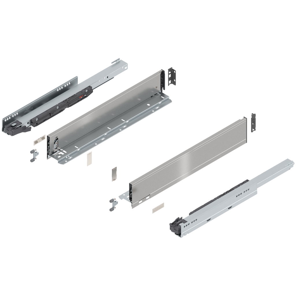 Blum LEGRABOX M Height (3-9/16") V1 Packaging Set - 20" (500mm) - 125lb - Stainless Steel (INGL) - 770M50S0I