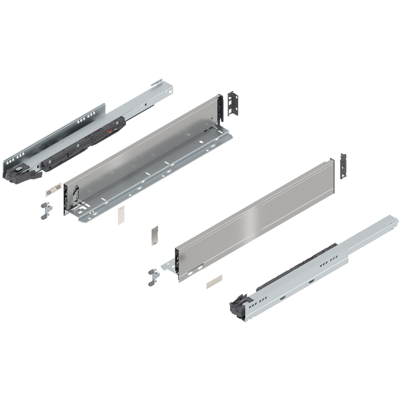 Blum LEGRABOX M Height (3-9/16") V1 Packaging Set - 20" (500mm) - 125lb - Stainless Steel (INGL) - 770M50S0I