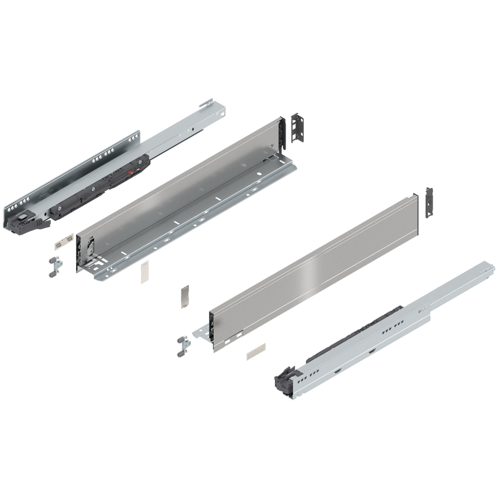 Blum LEGRABOX M Height (3-9/16") V1 Packaging Set - 22" (550mm) - 125lb - Stainless Steel (INGL) - 770M55S0I