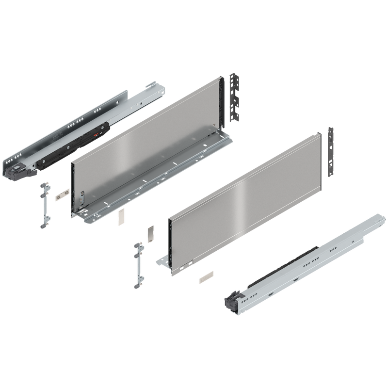Blum LEGRABOX C Height (7") V1 Packaging Set - 22" (550mm) - 170lb - Stainless Steel (INGL) - 773C55S0I