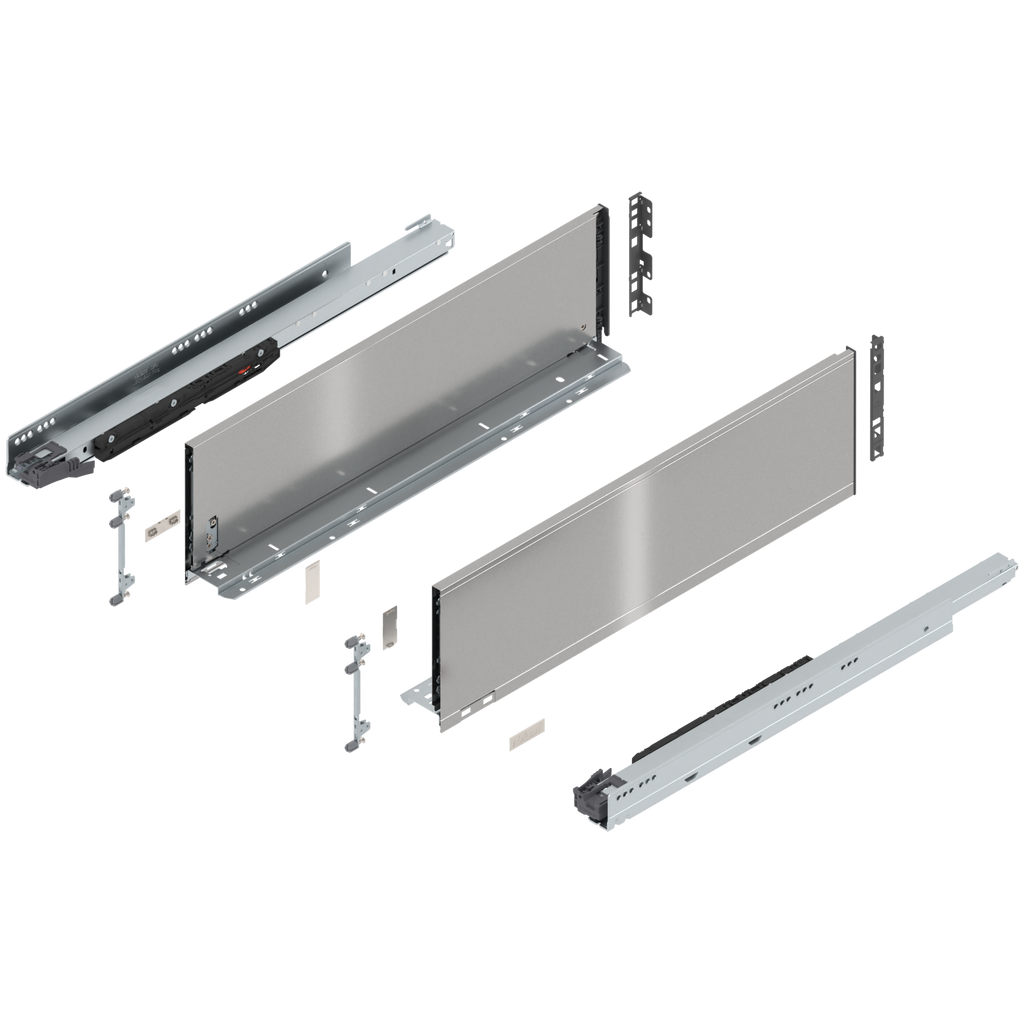 Blum LEGRABOX C Height (7") V1 Packaging Set - 24" (600mm) - 170lb - Stainless Steel (INGL) - 773C60S0I
