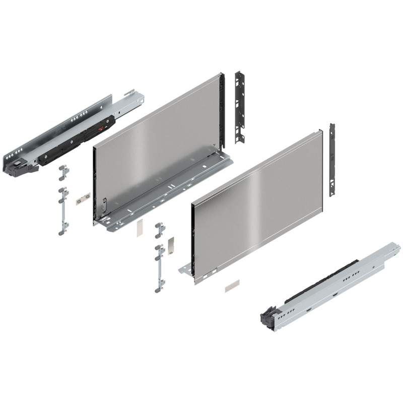 Blum LEGRABOX F Height (9-1/2") V1 Packaging Set - 18" (450mm) - 170lb - Stainless Steel (INGL) - 773F45S0I