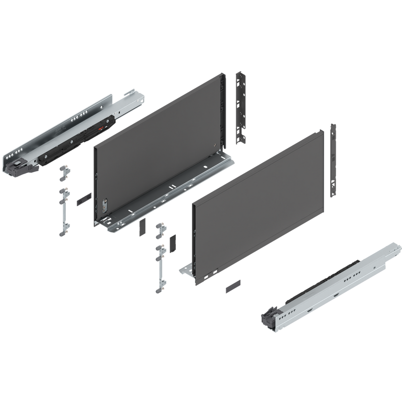 Blum LEGRABOX F Height (9-1/2") V1 Packaging Set - 18" (450mm) - 170lb - Orion Gray (OG-M) - 773F45S0S