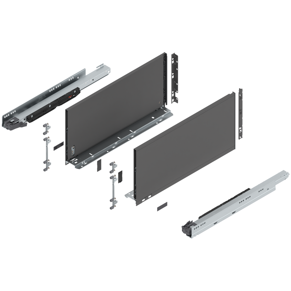 Blum LEGRABOX F Height (9-1/2") V1 Packaging Set - 20" (500mm) - 170lb - Orion Gray (OG-M) - 773F50S0S