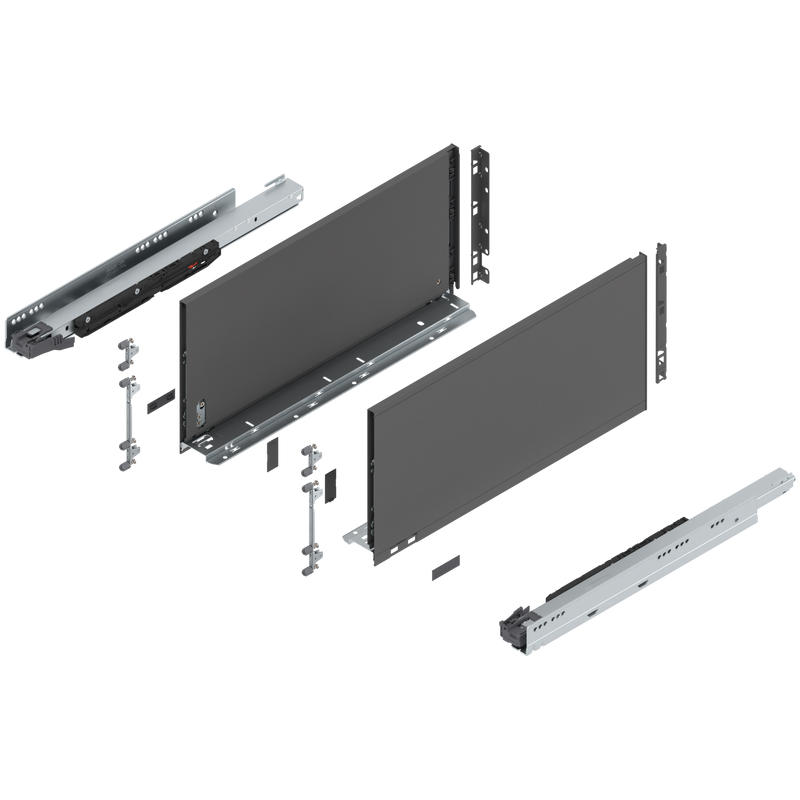 Blum LEGRABOX F Height (9-1/2") V1 Packaging Set - 20" (500mm) - 170lb - Orion Gray (OG-M) - 773F50S0S