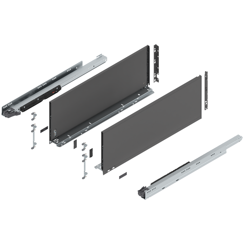 Blum LEGRABOX F Height (9-1/2") V1 Packaging Set - 26" (650mm) - 170lb - Orion Gray (OG-M) - 773F65S0S