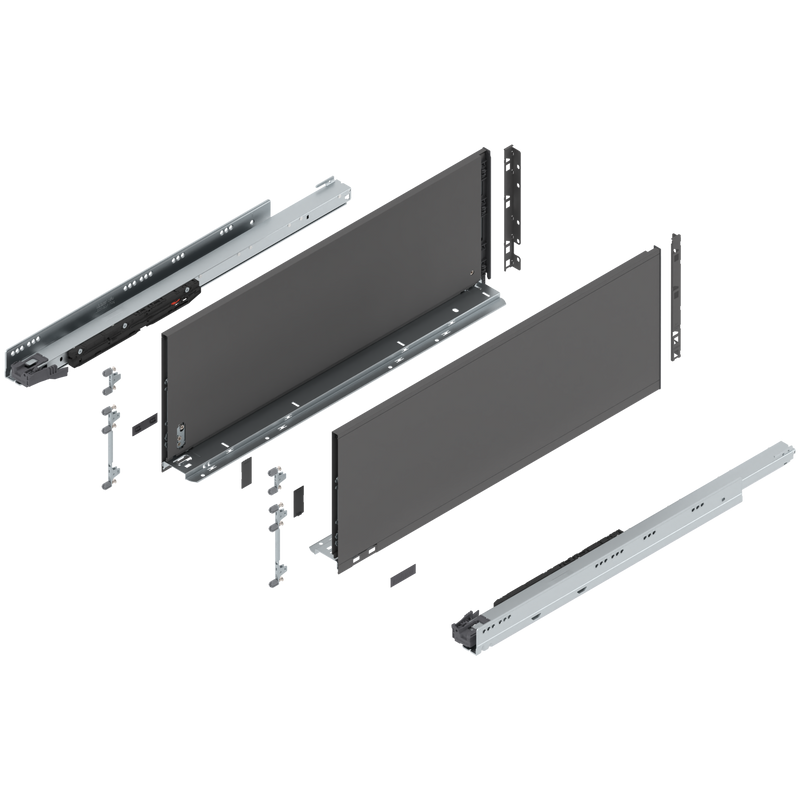 Blum LEGRABOX F Height (9-1/2") V1 Packaging Set - 26" (650mm) - 170lb - Orion Gray (OG-M) - 773F65S0S