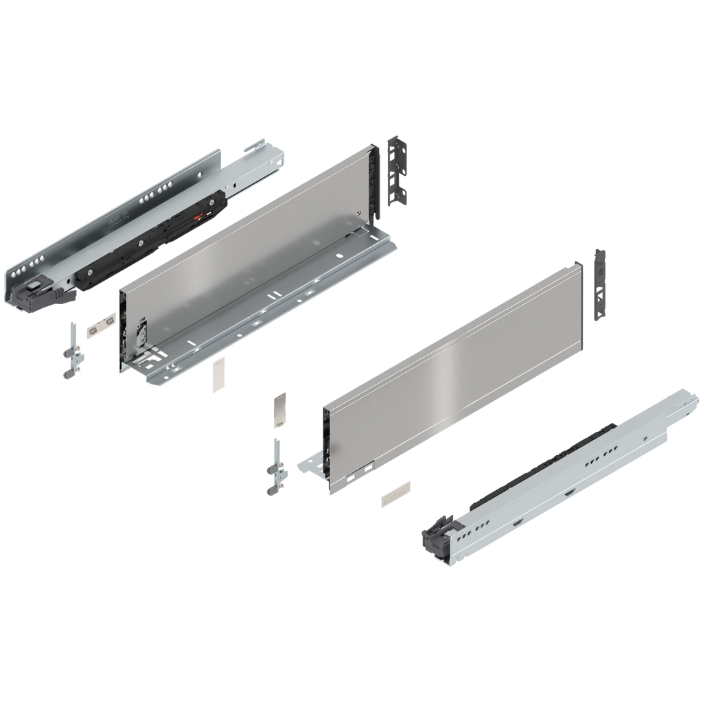 Blum LEGRABOX K Height (5-1/16") V1 Packaging Set - 18" (450mm) - 170lb - Stainless Steel (INGL) - 773K45S0I