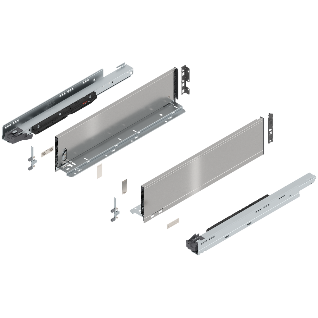 Blum LEGRABOX K Height (5-1/16") V1 Packaging Set - 20" (500mm) - 170lb - Stainless Steel (INGL) - 773K50S0I