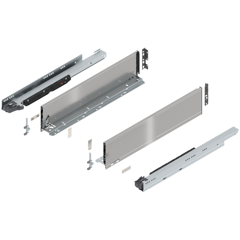 Blum LEGRABOX K Height (5-1/16") V1 Packaging Set - 22" (550mm) - 170lb - Stainless Steel (INGL) - 773K55S0I