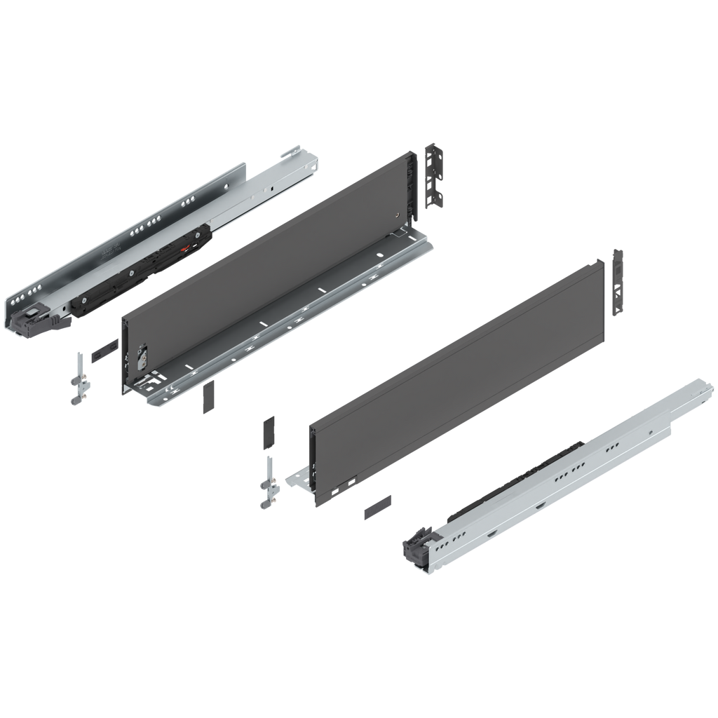 Blum LEGRABOX K Height (5-1/16") V1 Packaging Set - 22" (550mm) - 170lb - Orion Gray (OG-M) - 773K55S0S