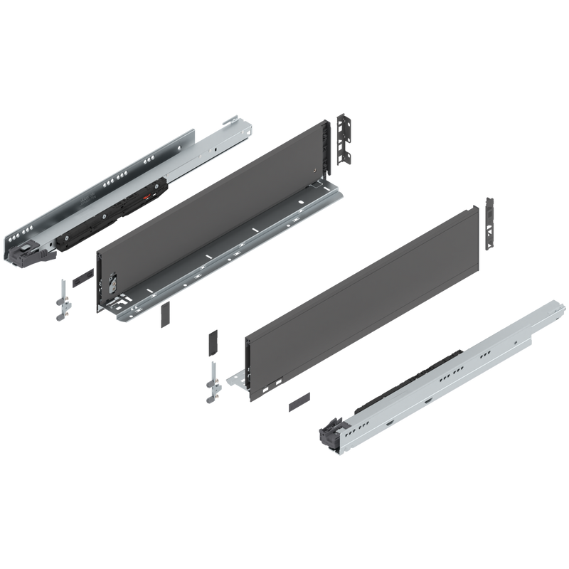 Blum LEGRABOX K Height (5-1/16") V1 Packaging Set - 22" (550mm) - 170lb - Orion Gray (OG-M) - 773K55S0S