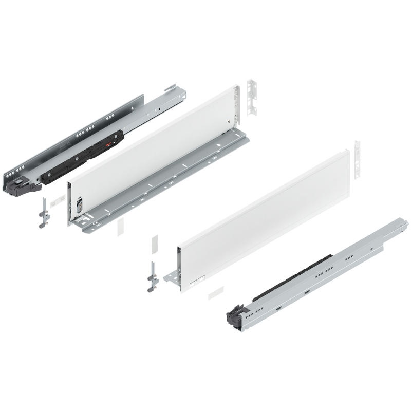 Blum LEGRABOX K Height (5-1/16") V1 Packaging Set - 22" (550mm) - 170lb - Silk White (SW-M) - 773K55S0S