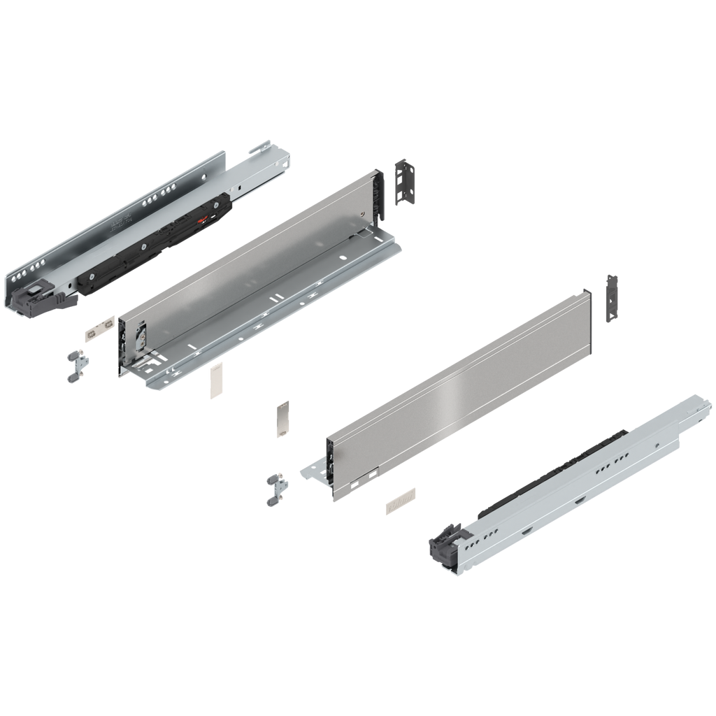 Blum LEGRABOX M Height (3-9/16") V1 Packaging Set - 18" (450mm) - 170lb - Stainless Steel (INGL) - 773M45S0I