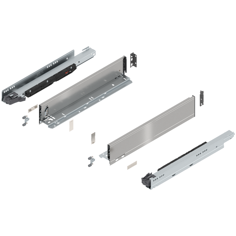 Blum LEGRABOX M Height (3-9/16") V1 Packaging Set - 18" (450mm) - 170lb - Stainless Steel (INGL) - 773M45S0I