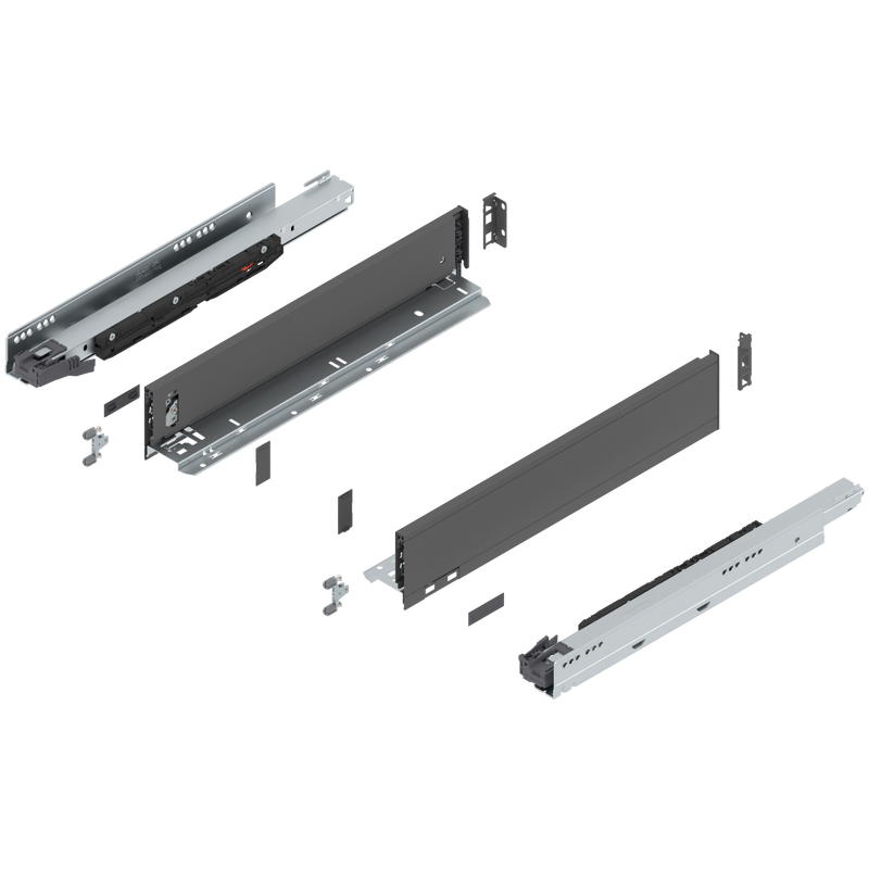 Blum LEGRABOX M Height (3-9/16") V1 Packaging Set - 18" (450mm) - 170lb - Orion Gray (OG-M) - 773M45S0S