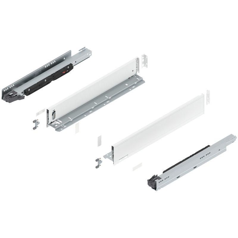 Blum LEGRABOX M Height (3-9/16") V1 Packaging Set - 18" (450mm) - 170lb - Silk White (SW-M) - 773M45S0S
