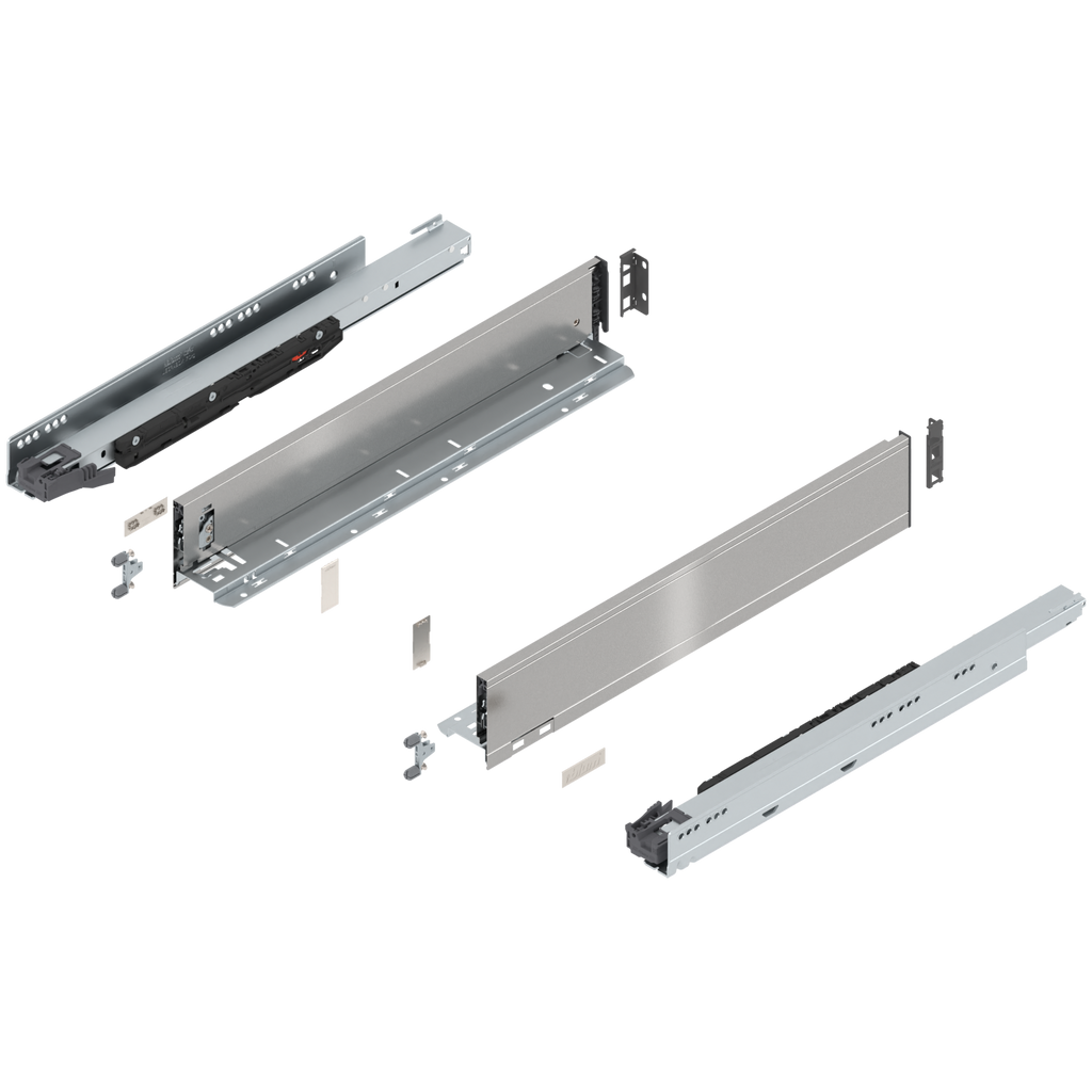 Blum LEGRABOX M Height (3-9/16") V1 Packaging Set - 20" (500mm) - 170lb - Stainless Steel (INGL) - 773M50S0I