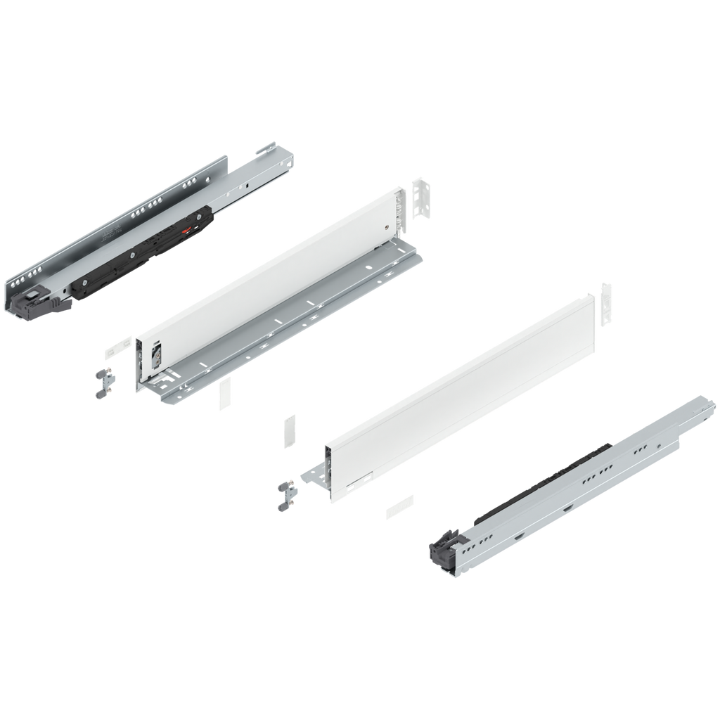 Blum LEGRABOX M Height (3-9/16") V1 Packaging Set - 20" (500mm) - 170lb - Silk White (SW-M) - 773M50S0S