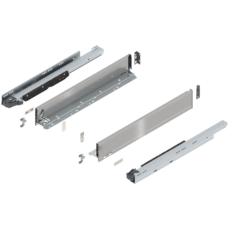 Blum LEGRABOX M Height (3-9/16") V1 Packaging Set - 22" (550mm) - 170lb - Stainless Steel (INGL) - 773M55S0I