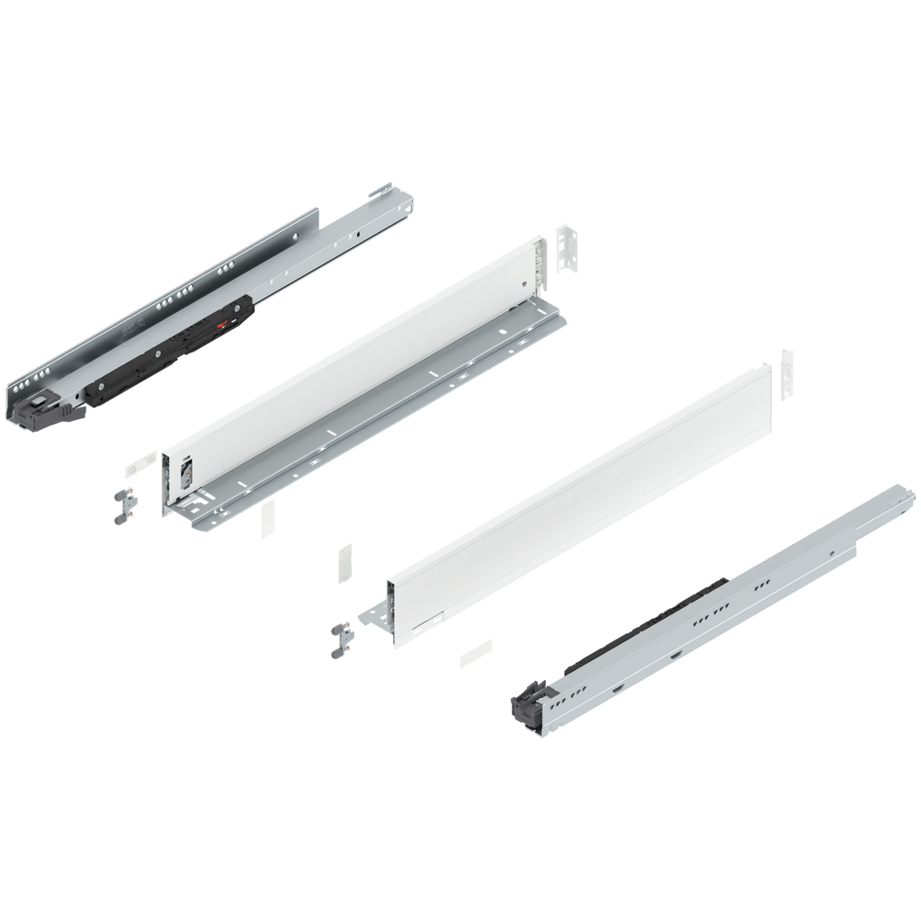 Blum LEGRABOX M Height (3-9/16") V1 Packaging Set - 24" (600mm) - 170lb - Silk White (SW-M) - 773M60S0S