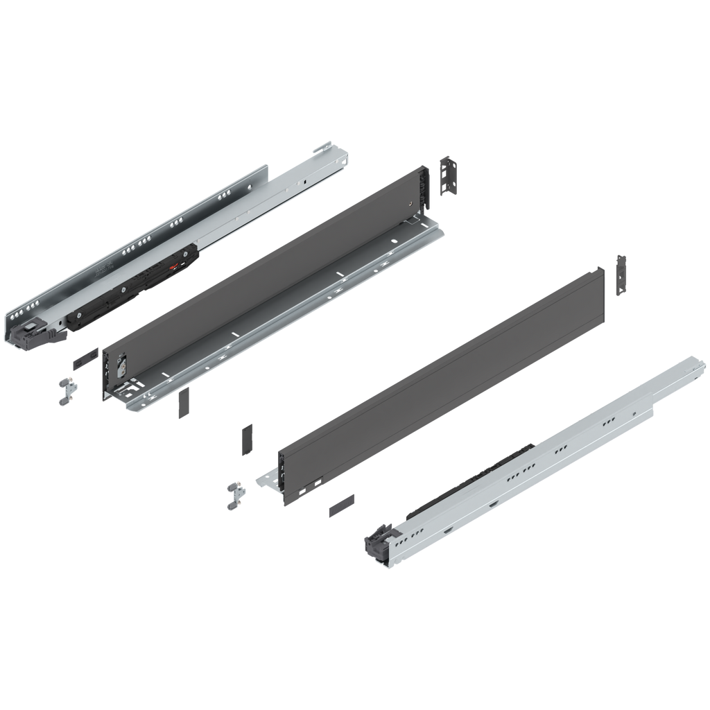 Blum LEGRABOX M Height (3-9/16") V1 Packaging Set - 26" (650mm) - 170lb - Orion Gray (OG-M) - 773M65S0S