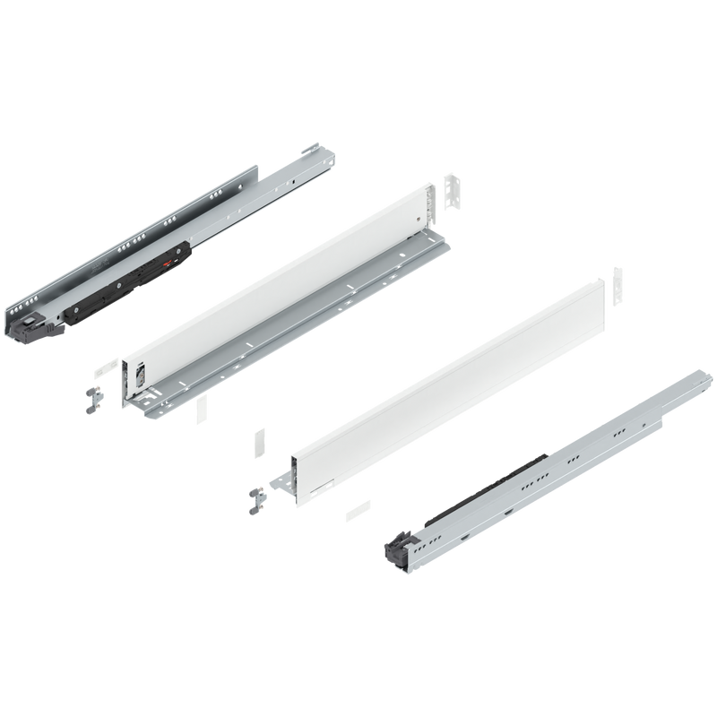 Blum LEGRABOX M Height (3-9/16") V1 Packaging Set - 26" (650mm) - 170lb - Silk White (SW-M) - 773M65S0S